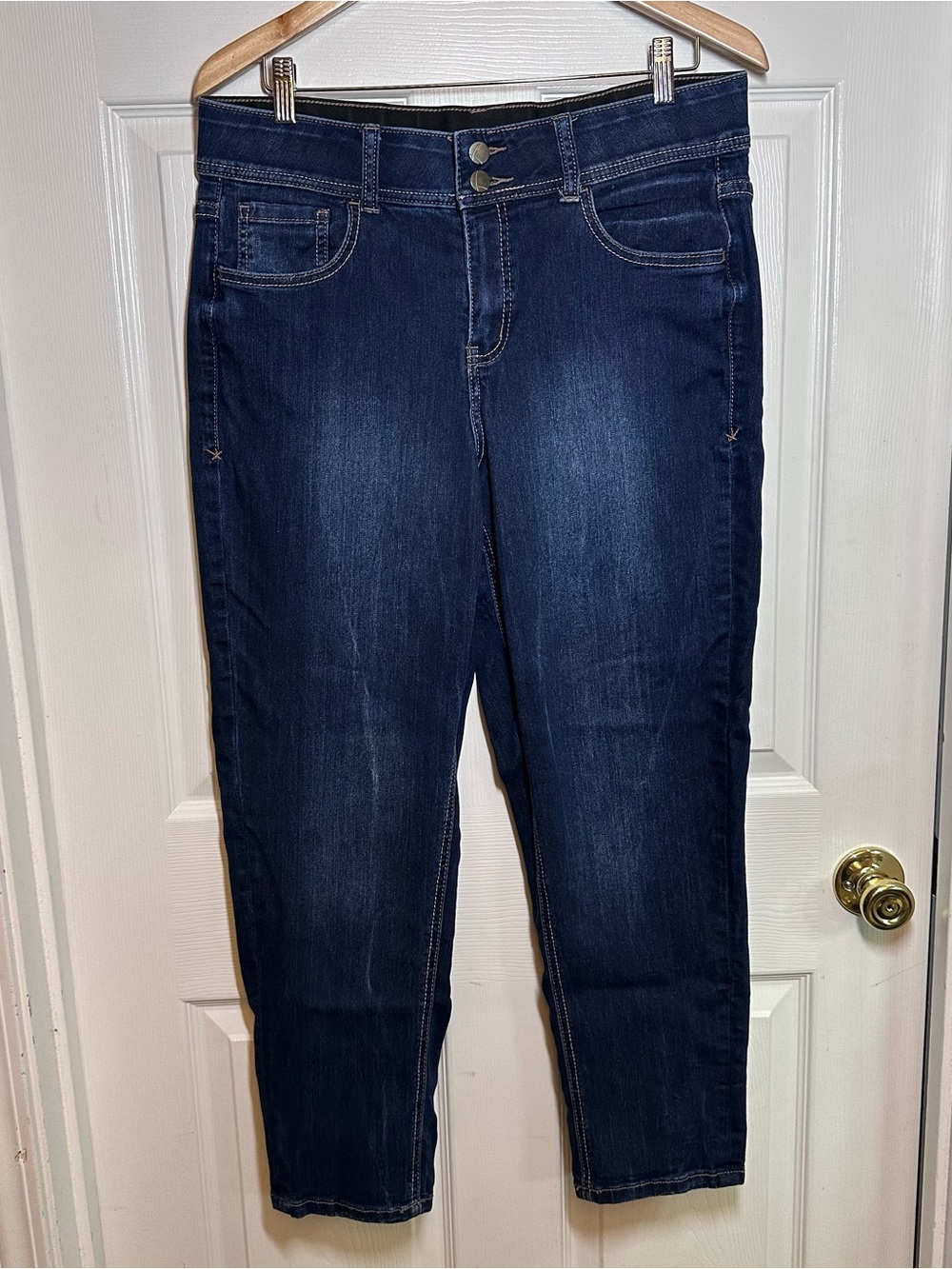 Lane Bryant Crop Jeans Size 14 Tighter Tummy Tech Dark Wash Cotton Blend Denim